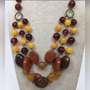 Robert Rose Faux Amber Beaded Necklace 20" NWOT
